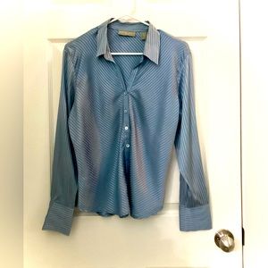 Kate Hill Petite Silk Striped Blouse